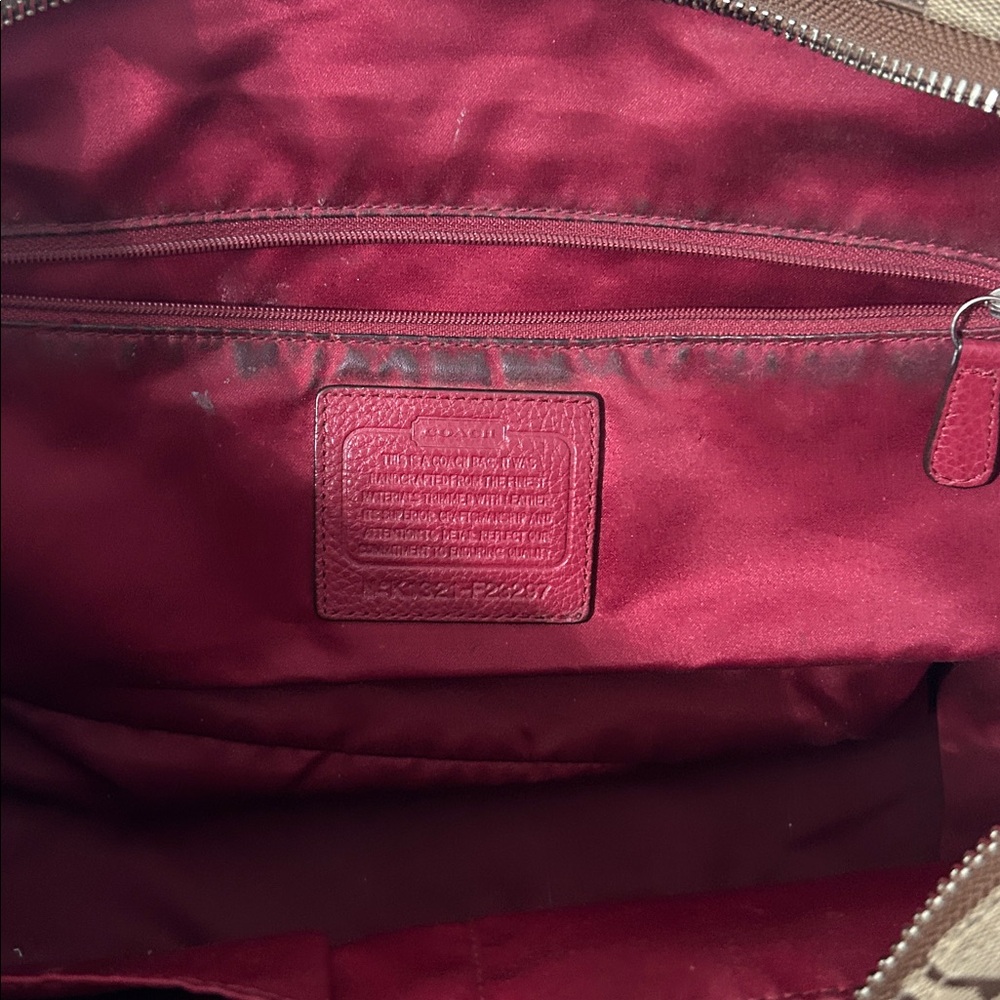 Coach Tan and Red Signature Shoulder Bag - Picture 4 of 4